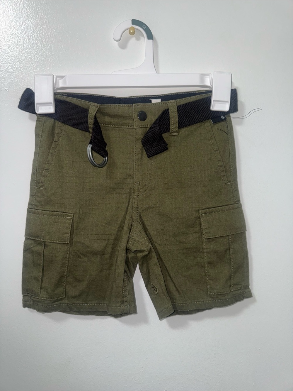 Volcom Olive Green Cargo Shorts with Black Belt